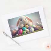 Sticker Rectangulaire Lapin de Pâques avec oeufs de Pâques (Enveloppe)