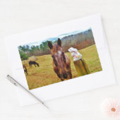 Sticker Rectangulaire Lapin de Pâques et cheval Brown (Enveloppe)