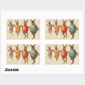 Sticker Rectangulaire Lapin de Pâques Œufs Dansants (Feuille)