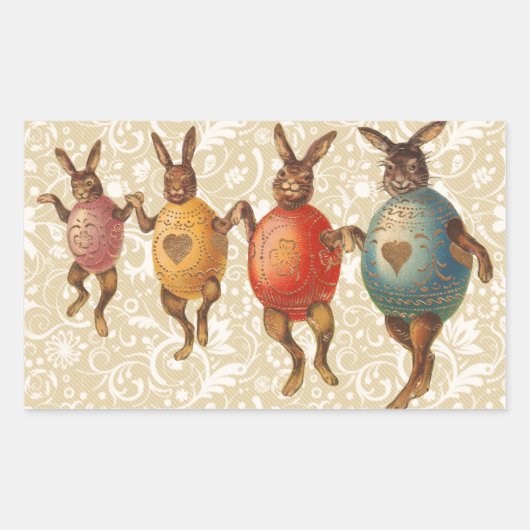 Sticker Rectangulaire Lapin de Pâques Œufs Dansants (Devant)