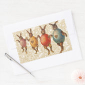 Sticker Rectangulaire Lapin de Pâques Œufs Dansants (Enveloppe)