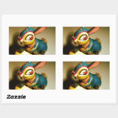 Sticker Rectangulaire lapin jouet et oeuf jaune pâle (Feuille)