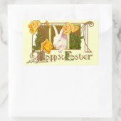 Sticker Rectangulaire Lapin mignon de Pâques vintage (Sac)