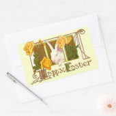 Sticker Rectangulaire Lapin mignon de Pâques vintage (Enveloppe)