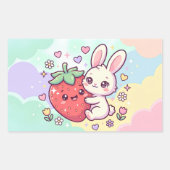 Sticker Rectangulaire Lapin Sucré à la Fraise (Devant)