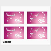 Sticker Rectangulaire Lapins de neige japonais et Merci Sakura (Feuille)
