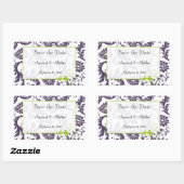 Sticker Rectangulaire Lapis Violet Pomme vert Damas Mariages d'oiseaux (Feuille)