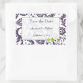 Sticker Rectangulaire Lapis Violet Pomme vert Damas Mariages d'oiseaux (Sac)