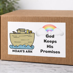 Sticker Rectangulaire L'arche de Noé arc-en-ciel promesses de Dieu