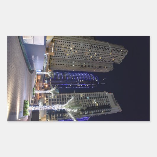 Sticker Rectangulaire L'architecture de Dubaï la nuit (Devant)