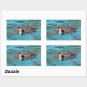 Sticker Rectangulaire L'art de la faune de la tortue de mer Loggerhead (Feuille)