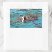 Sticker Rectangulaire L'art de la faune de la tortue de mer Loggerhead (Sac)