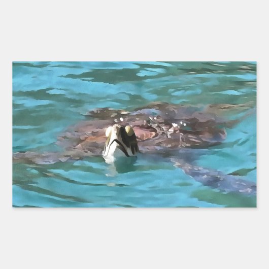 Sticker Rectangulaire L'art de la faune de la tortue de mer Loggerhead (Devant)