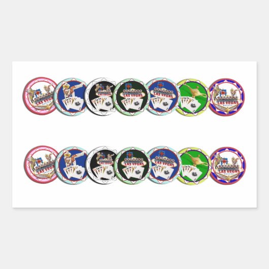 Sticker Rectangulaire Las Vegas Poker Chip Rows (Devant)