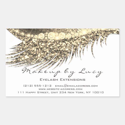Sticker Rectangulaire Lash Extension maquillage Beauté Or Parties scinti (Devant)