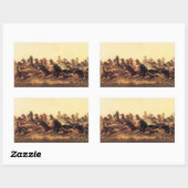 Sticker Rectangulaire Lassoing de chevaux sauvages par James Walker (Feuille)