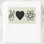 Sticker Rectangulaire L'athéisme de l'amour de la paix (Sac)