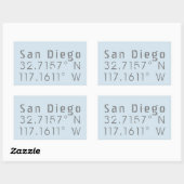 Sticker Rectangulaire Latitude de San Diego Longitude (Feuille)