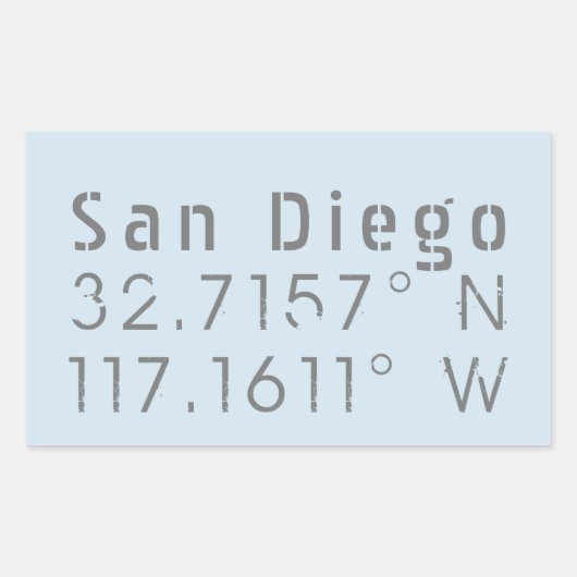 Sticker Rectangulaire Latitude de San Diego Longitude (Devant)