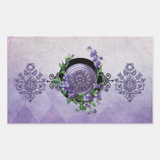 STICKER RECTANGULAIRE LAURELHURST, FLORAUX VINTAGES : PRINTEMPS IRIS (Devant)