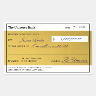 Sticker Rectangulaire Law of Attraction Elegant Gold Abundance Check