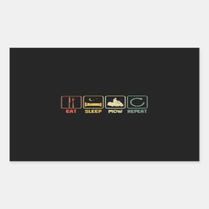 Sticker Rectangulaire Lawn mower Eat Sleep slogan lawn mowing retro