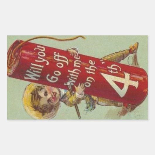 Sticker Rectangulaire Le 4 juillet, partez avec moi (Devant)