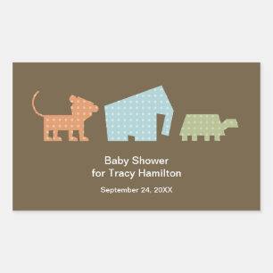 Sticker Rectangulaire Le Baby shower des animaux sauvages