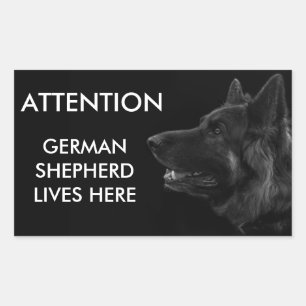 Sticker Rectangulaire Le berger allemand vit ici avertissant