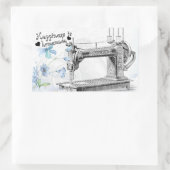 Sticker Rectangulaire Le bonheur est le thème de couture maison (Sac)