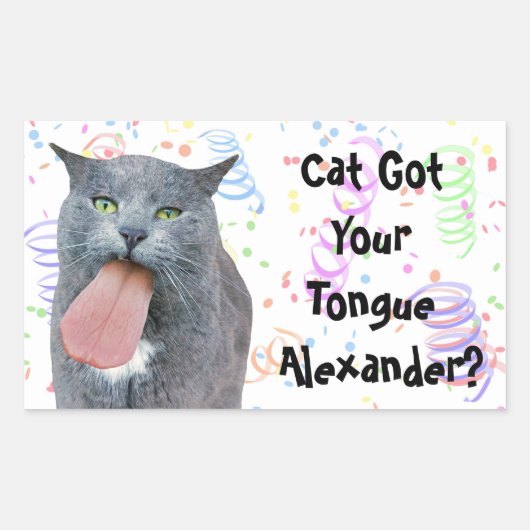 Sticker Rectangulaire Le Chat De Fête A Ta Langue ? (Devant)