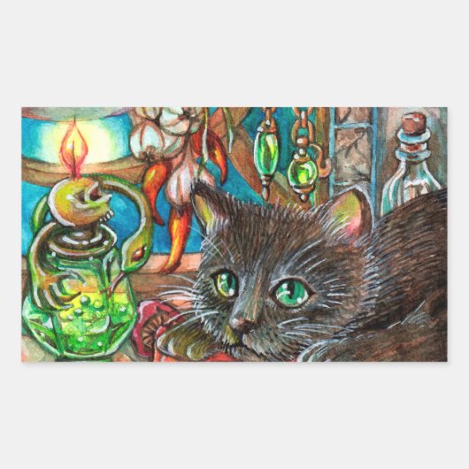Sticker Rectangulaire Le chat de l'alchimiste (Devant)