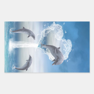 Sticker Rectangulaire Le Coeur Des Dauphins
