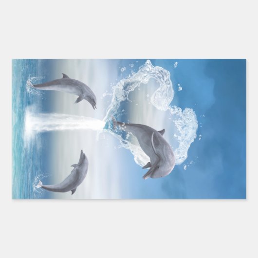 Sticker Rectangulaire Le coeur des Dolphins (Devant)