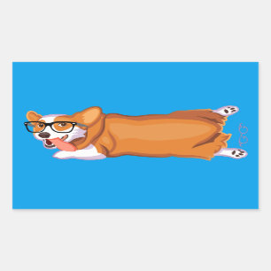 Sticker Rectangulaire Le corgi Sploot