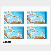 Sticker Rectangulaire Le des Caraïbes (carte) (Feuille)