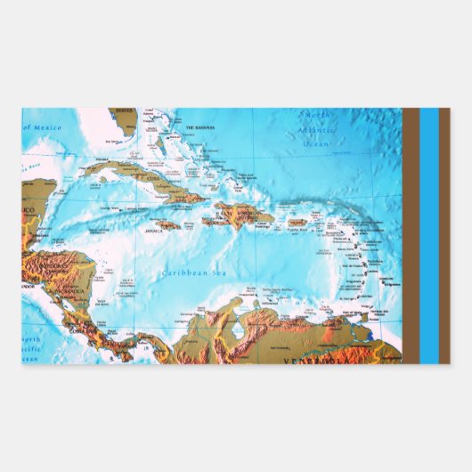 Sticker Rectangulaire Le des Caraïbes (carte) (Devant)