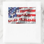 Sticker Rectangulaire Le Dieu patriotique bénit l'Amérique drapeau améri (Sac)