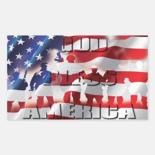 Sticker Rectangulaire Le Dieu patriotique bénit l'Amérique drapeau améri