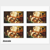 Sticker Rectangulaire Le Kitten Considérant de mignons chats au piano (Feuille)