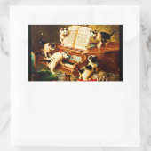 Sticker Rectangulaire Le Kitten Considérant de mignons chats au piano (Sac)