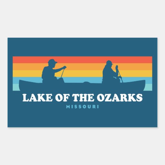Sticker Rectangulaire Le Lac Des Ozarks Missouri Canoe (Devant)