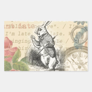 Sticker Rectangulaire Le lapin blanc Alice au pays des merveilles