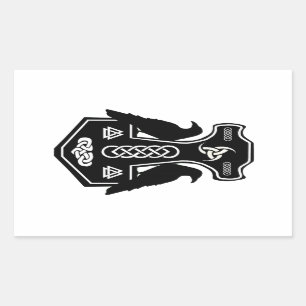 Sticker Rectangulaire Le marteau de Pagan Celtic Norse Thor