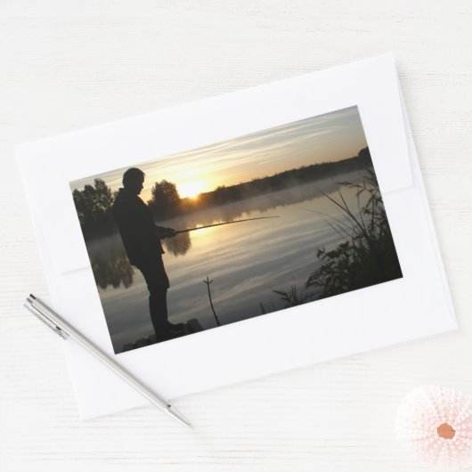 Sticker Rectangulaire Le matin du pêcheur (Enveloppe)