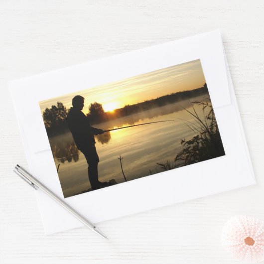 Sticker Rectangulaire Le matin du pêcheur (Enveloppe)