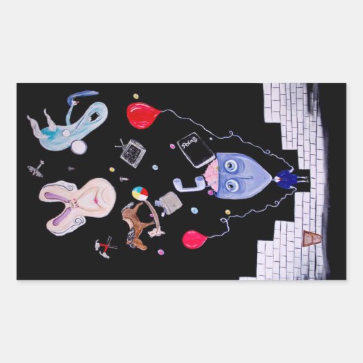 Sticker Rectangulaire Le mur de Pink (Devant)