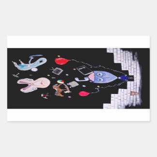 Sticker Rectangulaire Le mur de Pink