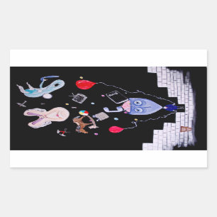 Sticker Rectangulaire Le mur du rose