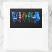 Sticker Rectangulaire Le nom Diana en lumières 3D (photo) (Sac)